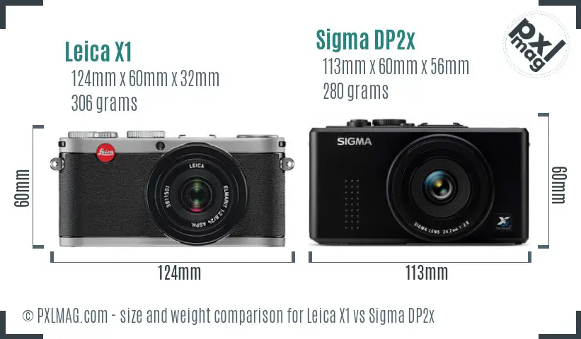 Leica X1 vs Sigma DP2x size comparison