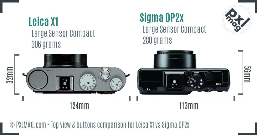 Leica X1 vs Sigma DP2x top view buttons comparison