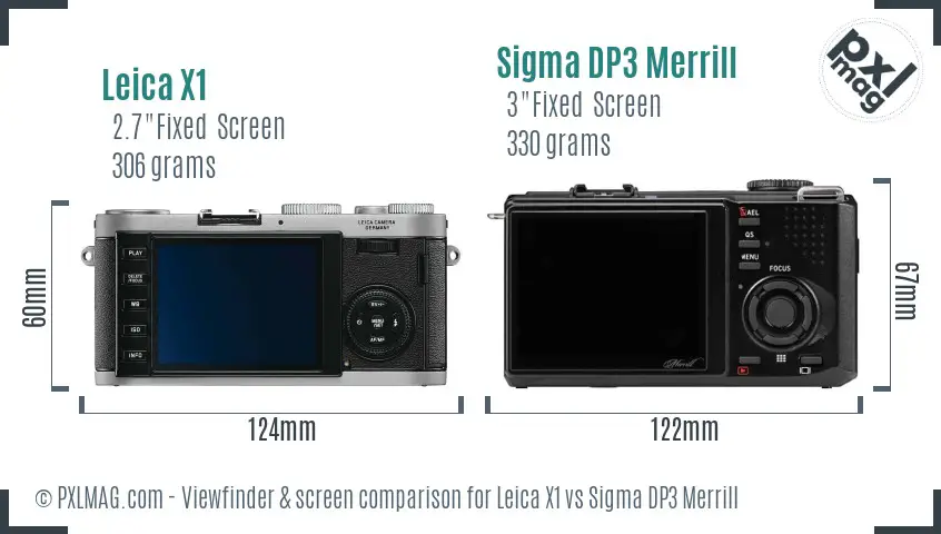 Leica X1 vs Sigma DP3 Merrill Screen and Viewfinder comparison