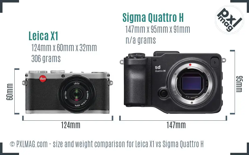 Leica X1 vs Sigma Quattro H size comparison
