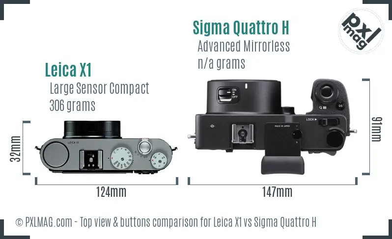 Leica X1 vs Sigma Quattro H top view buttons comparison