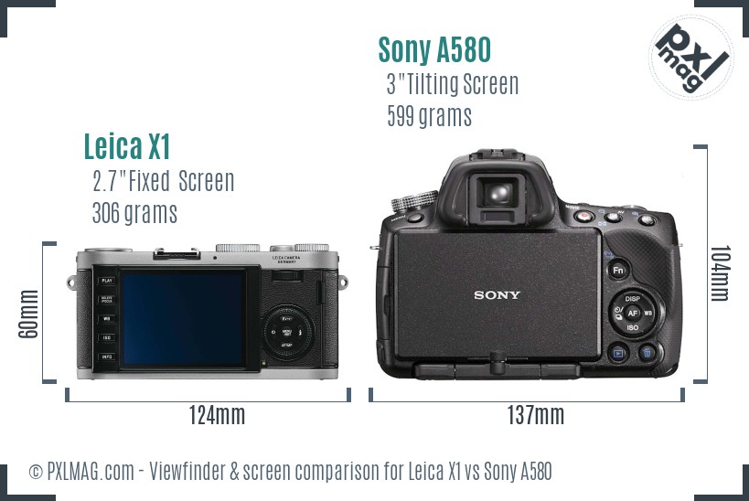 Leica X1 vs Sony A580 Screen and Viewfinder comparison
