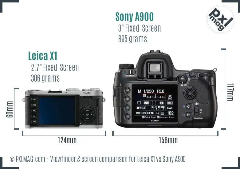 Leica X1 vs Sony A900 Screen and Viewfinder comparison