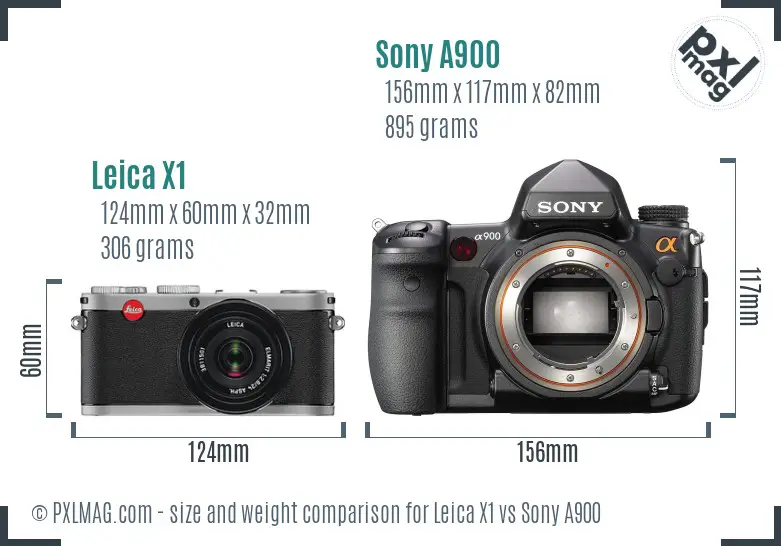 Leica X1 vs Sony A900 size comparison