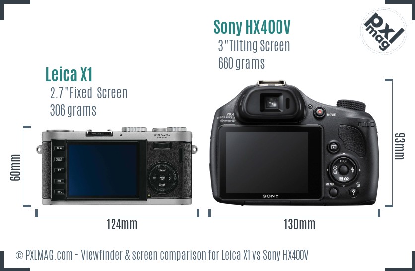 Leica X1 vs Sony HX400V Screen and Viewfinder comparison