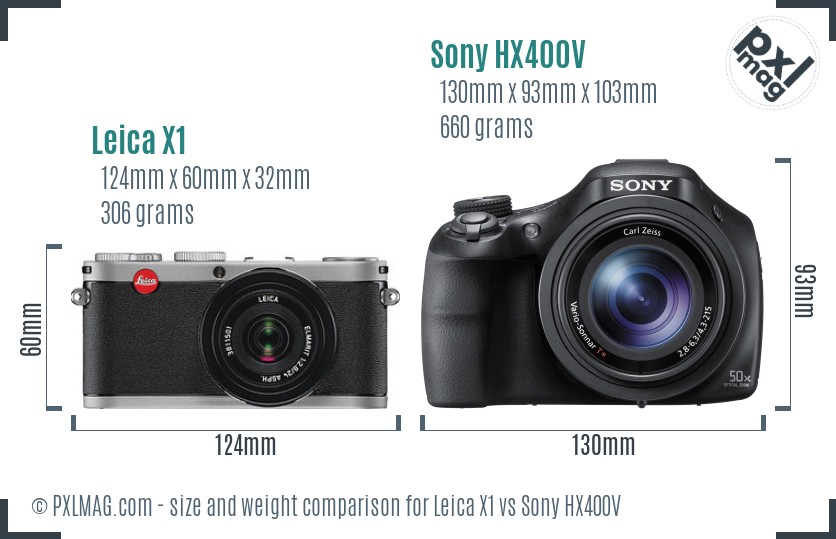 Leica X1 vs Sony HX400V size comparison
