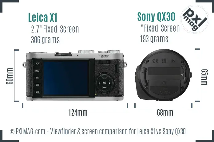 Leica X1 vs Sony QX30 Screen and Viewfinder comparison