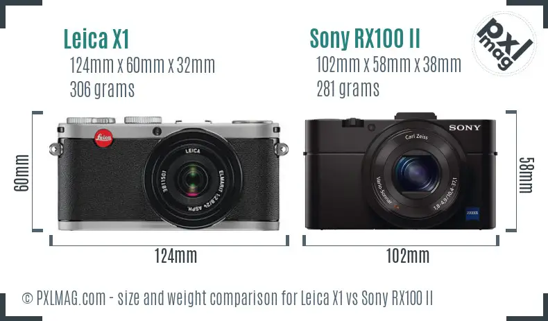 Leica X1 vs Sony RX100 II size comparison