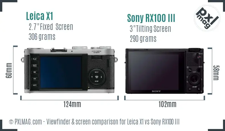 Leica X1 vs Sony RX100 III Screen and Viewfinder comparison