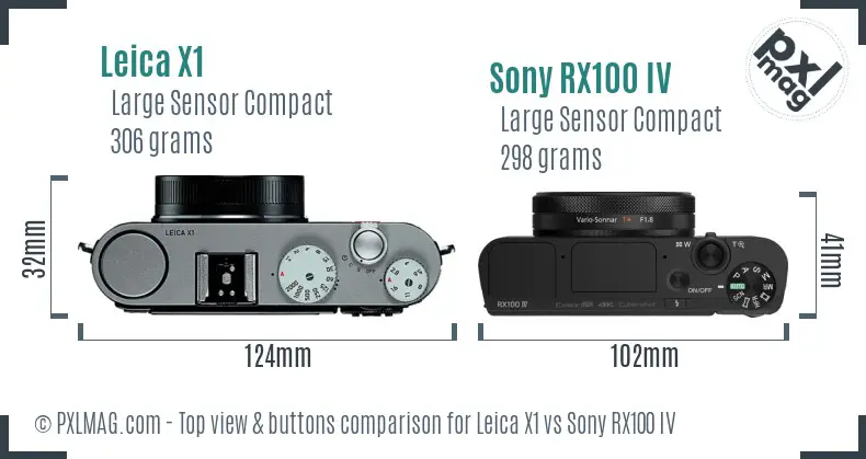 Leica X1 vs Sony RX100 IV top view buttons comparison Leica X1 vs Sony RX100 IV top view buttons comparison