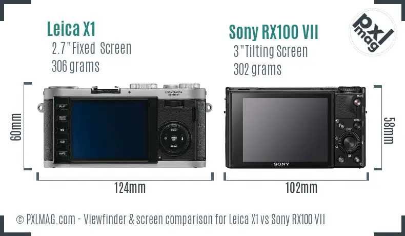 Leica X1 vs Sony RX100 VII Screen and Viewfinder comparison