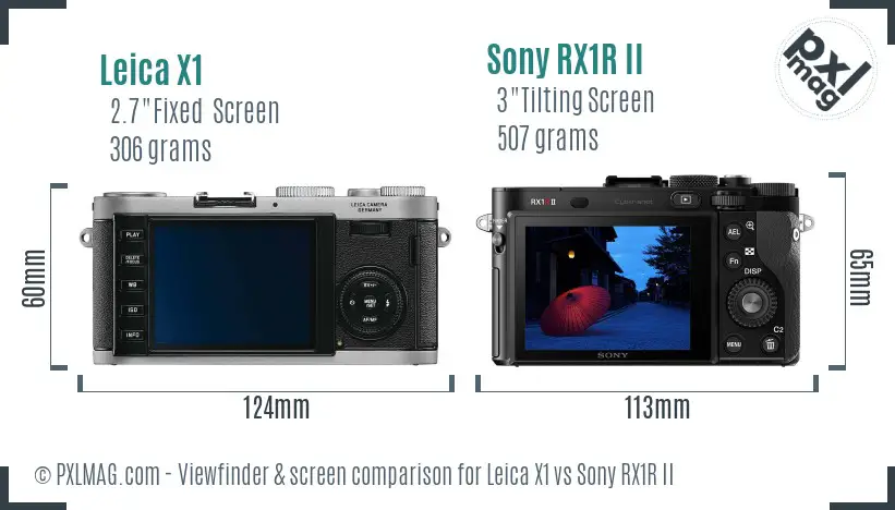 Leica X1 vs Sony RX1R II Screen and Viewfinder comparison