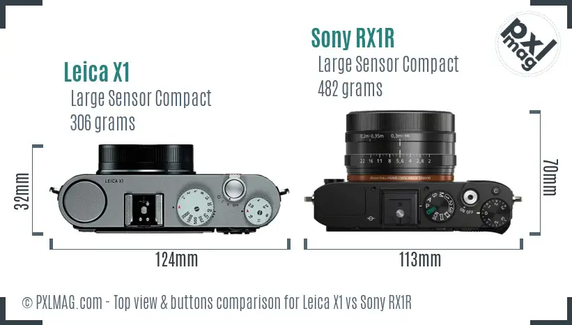 Leica X1 vs Sony RX1R top view buttons comparison