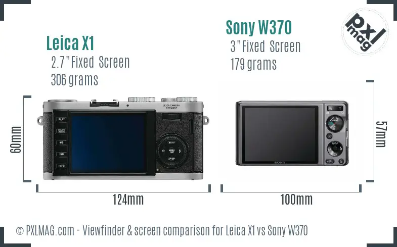 Leica X1 vs Sony W370 Screen and Viewfinder comparison