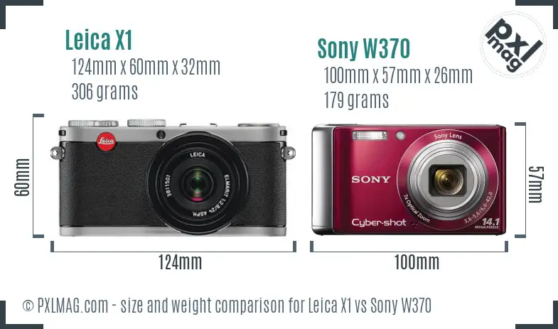 Leica X1 vs Sony W370 size comparison