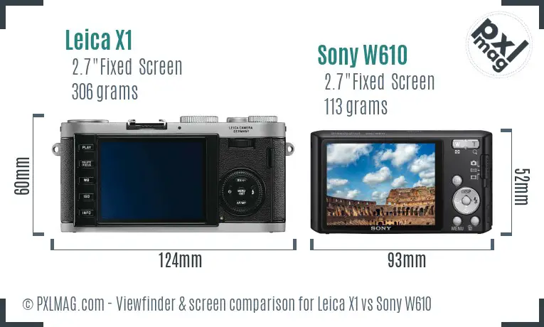 Leica X1 vs Sony W610 Screen and Viewfinder comparison