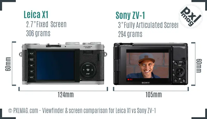 Leica X1 vs Sony ZV-1 Screen and Viewfinder comparison