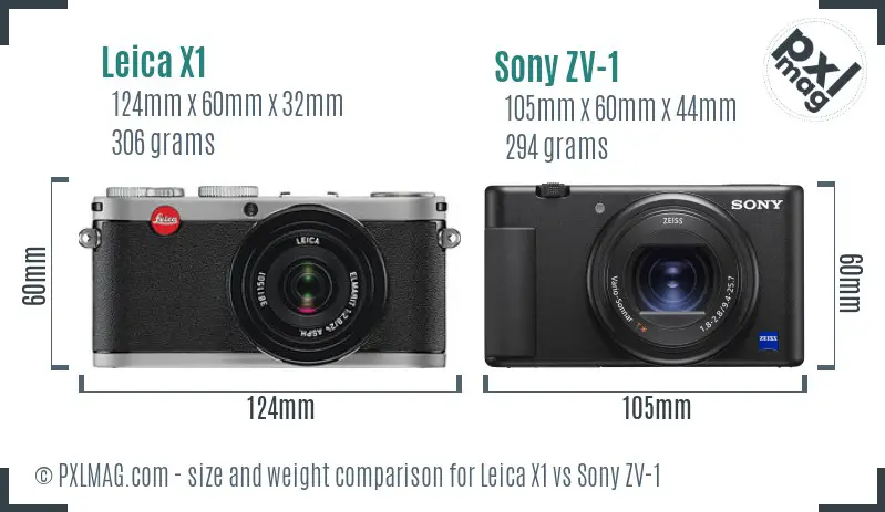 Leica X1 vs Sony ZV-1 size comparison
