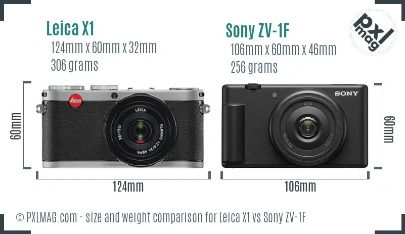 Leica X1 vs Sony ZV-1F size comparison