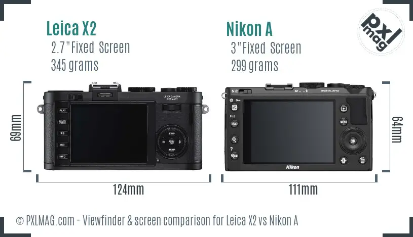 Leica X2 vs Nikon A Screen and Viewfinder comparison