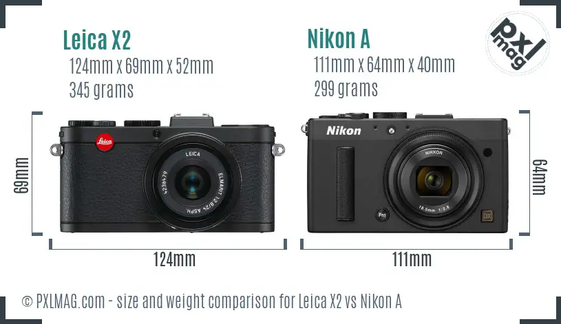 Leica X2 vs Nikon A size comparison