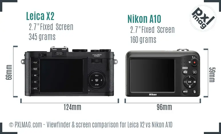 Leica X2 vs Nikon A10 Screen and Viewfinder comparison