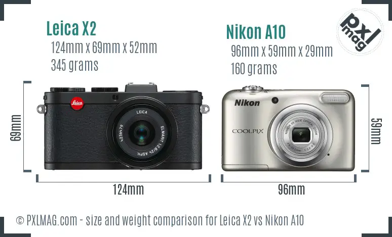 Leica X2 vs Nikon A10 size comparison
