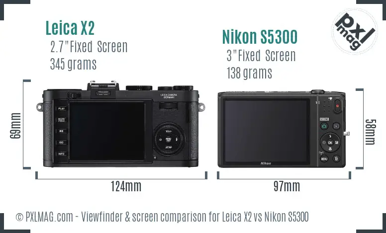 Leica X2 vs Nikon S5300 Screen and Viewfinder comparison