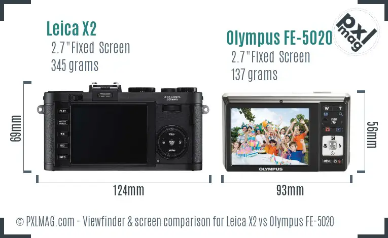 Leica X2 vs Olympus FE-5020 Screen and Viewfinder comparison