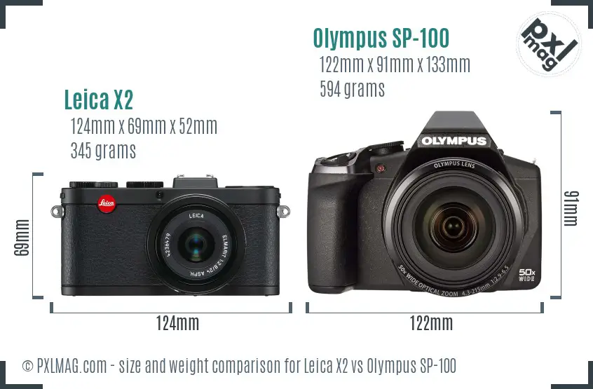 Leica X2 vs Olympus SP-100 size comparison