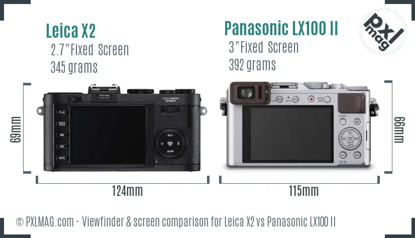Leica X2 vs Panasonic LX100 II Screen and Viewfinder comparison