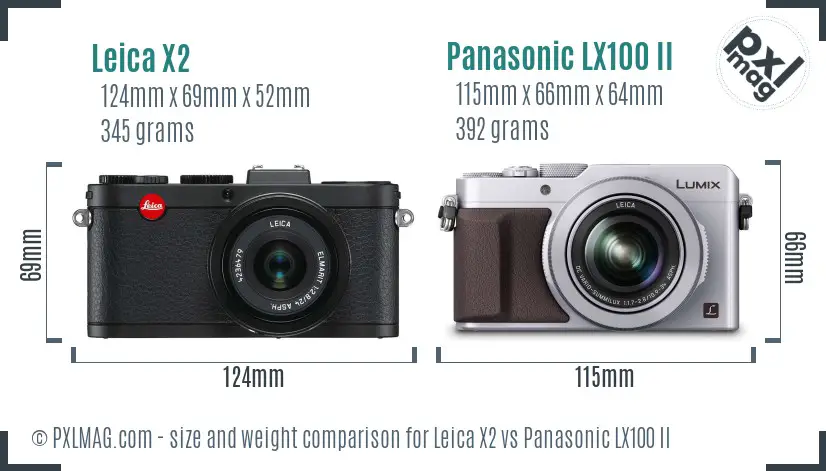 Leica X2 vs Panasonic LX100 II size comparison