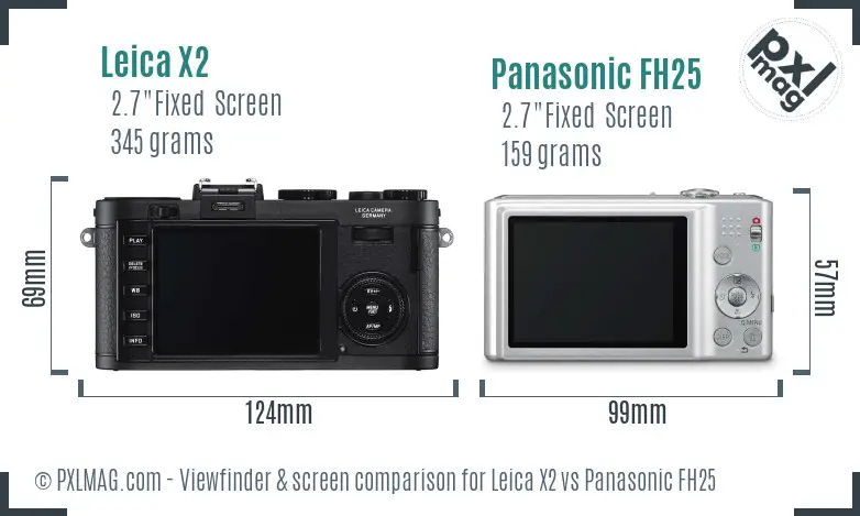 Leica X2 vs Panasonic FH25 Screen and Viewfinder comparison Leica X2 vs Panasonic FH25 Screen and Viewfinder comparison