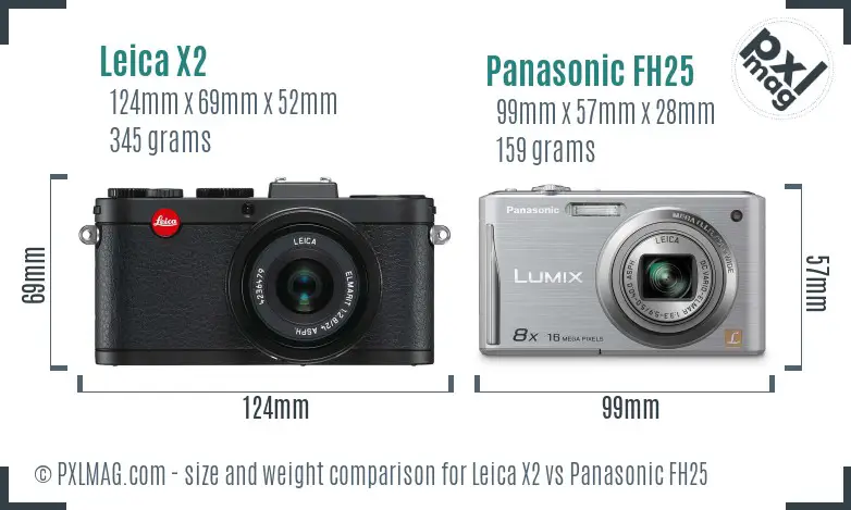 Leica X2 vs Panasonic FH25 size comparison Leica X2 vs Panasonic FH25 size comparison