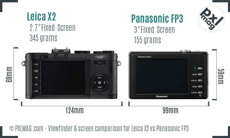 Leica X2 vs Panasonic FP3 Screen and Viewfinder comparison