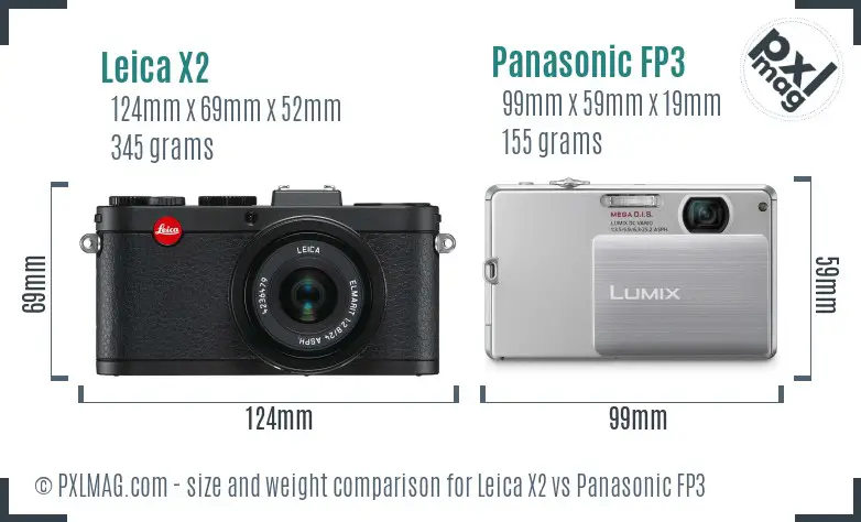 Leica X2 vs Panasonic FP3 size comparison