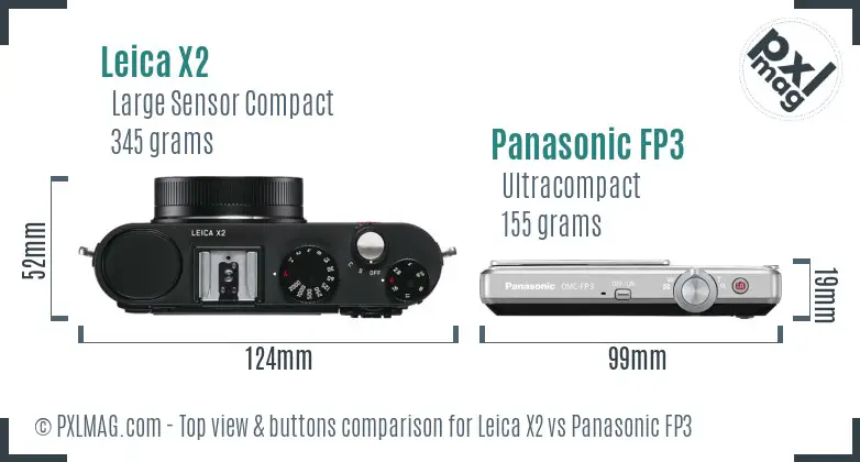 Leica X2 vs Panasonic FP3 top view buttons comparison
