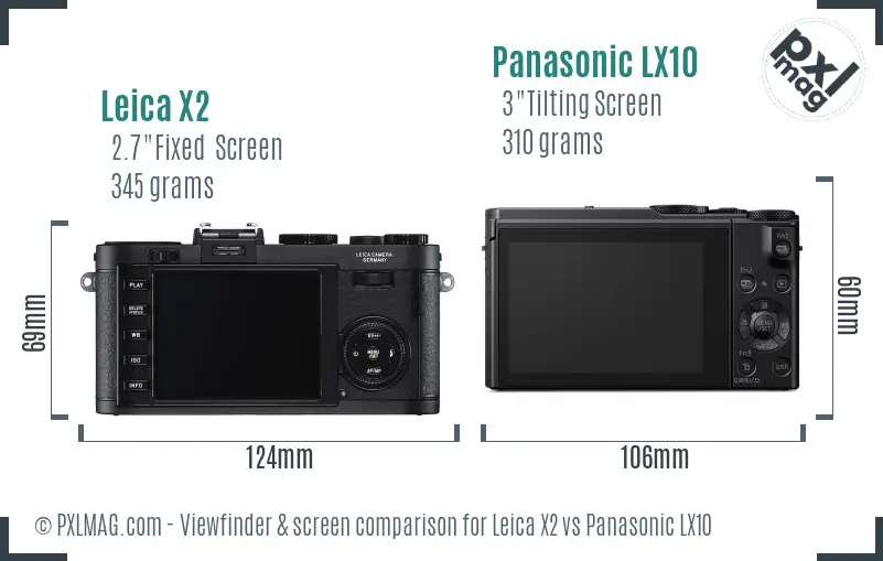 Leica X2 vs Panasonic LX10 Screen and Viewfinder comparison