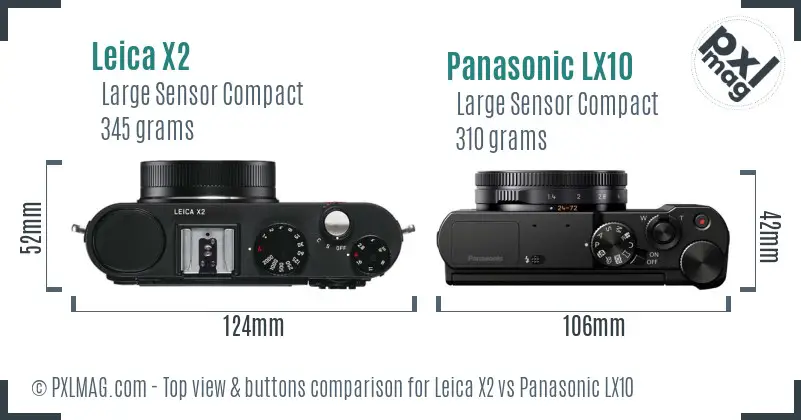Leica X2 vs Panasonic LX10 top view buttons comparison