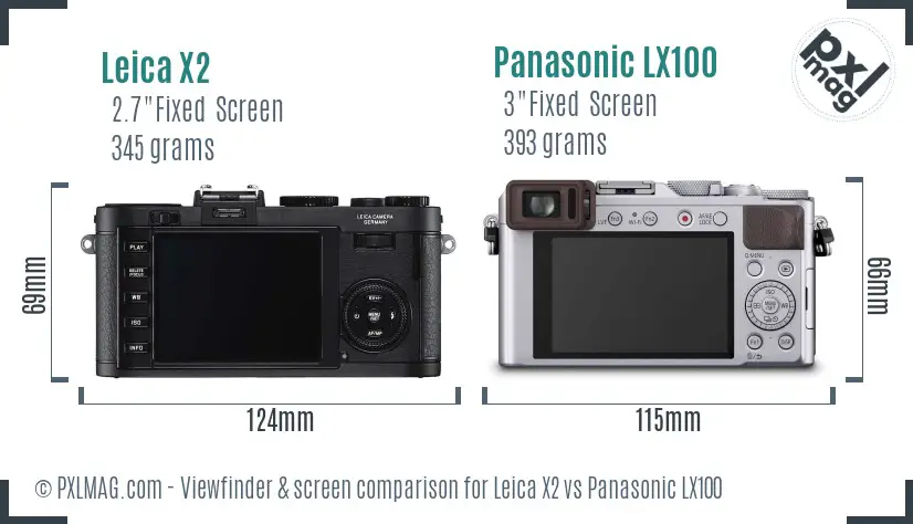 Leica X2 vs Panasonic LX100 Screen and Viewfinder comparison
