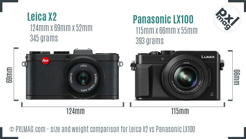 Leica X2 vs Panasonic LX100 size comparison
