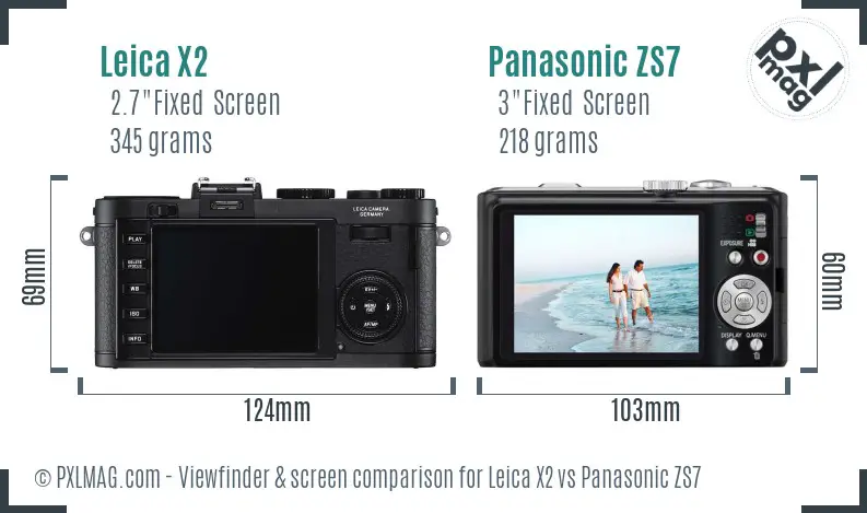 Leica X2 vs Panasonic ZS7 Screen and Viewfinder comparison