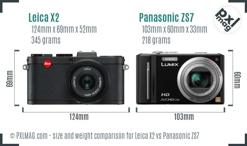 Leica X2 vs Panasonic ZS7 size comparison