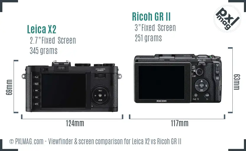 Leica X2 vs Ricoh GR II Screen and Viewfinder comparison