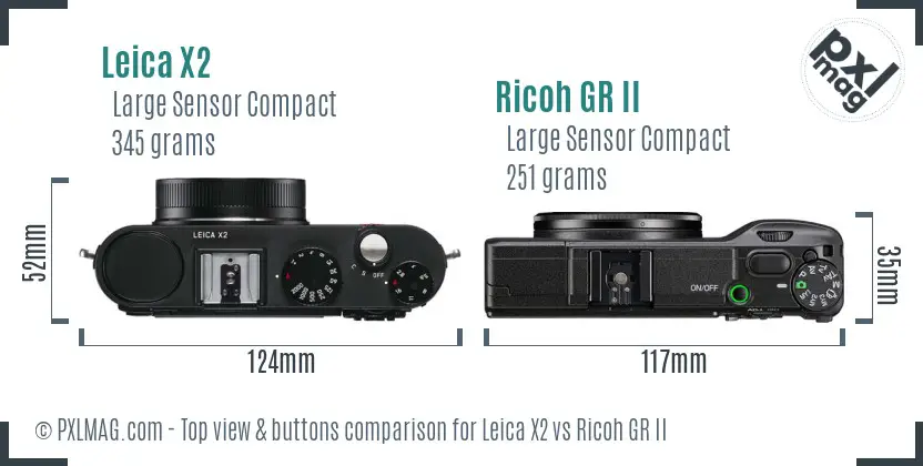Leica X2 vs Ricoh GR II top view buttons comparison