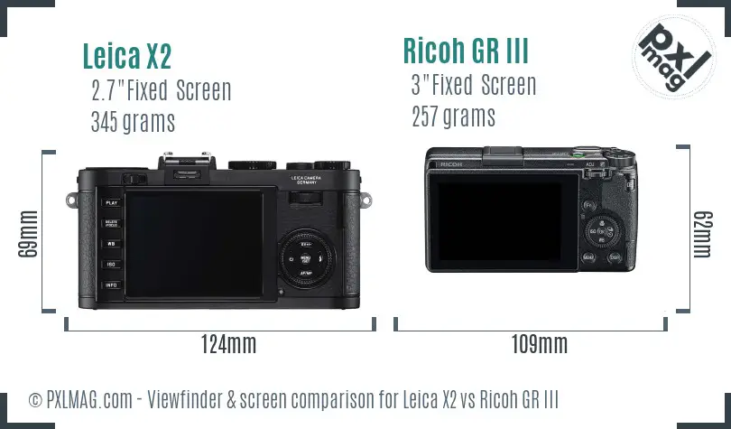 Leica X2 vs Ricoh GR III Screen and Viewfinder comparison