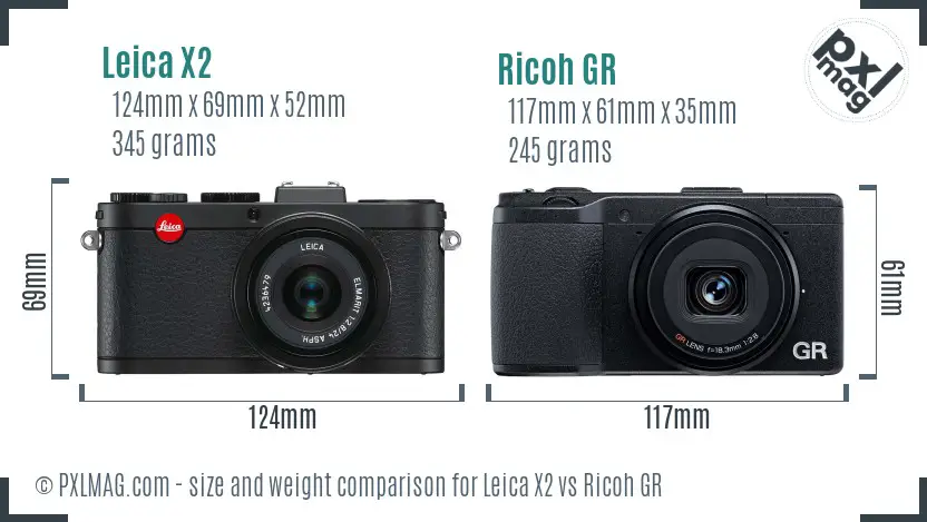 Leica X2 vs Ricoh GR size comparison