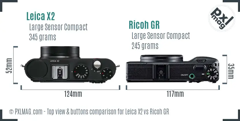 Leica X2 vs Ricoh GR top view buttons comparison