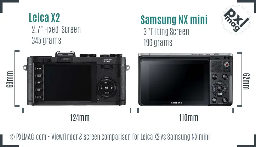 Leica X2 vs Samsung NX mini Screen and Viewfinder comparison