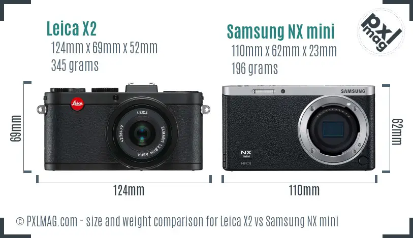 Leica X2 vs Samsung NX mini size comparison